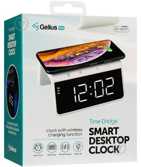 Часы настольные Pro Smart Desktop Clock Time Bridge GP-SDC01 + беспроводная зарядка Gelius - фото 14