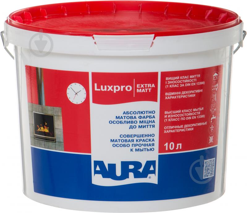 Фарба акрилова водоемульсійна Aura® Luxpro ExtraMatt мат білий 10 л - фото 1