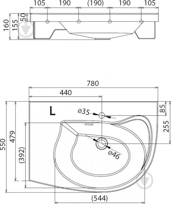 Умывальник Ravak Rosa Comfort L - фото 2 Умывальник Ravak Rosa Comfort L - фото 2