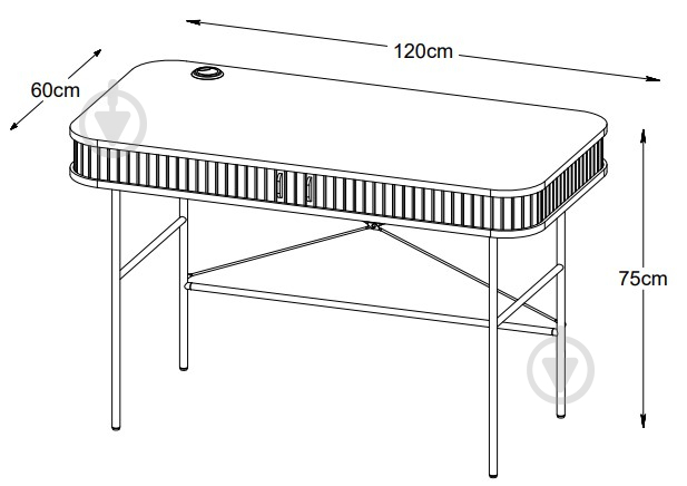 Стол письменный Unique Furniture NOLA 750х1200х600 мм черный/дуб копченый (NOLA DESK 60x120 CM ) - фото 10