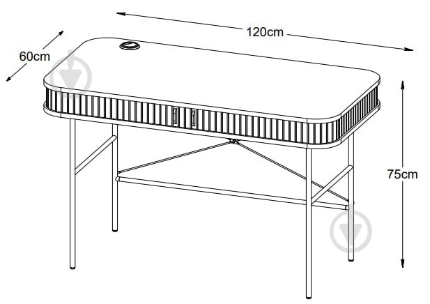 Стіл письмовий Unique Furniture NOLA 750х1200х600 мм чорний/дуб натуральний (NOLA DESK 60x120 CM ) - фото 5