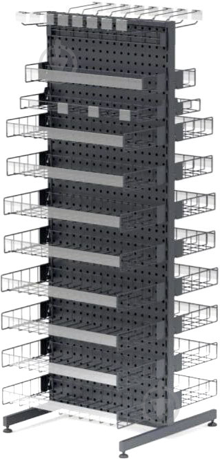 Стелаж торговий прикасовий двостороній 7024 Темно-сіра - фото 1