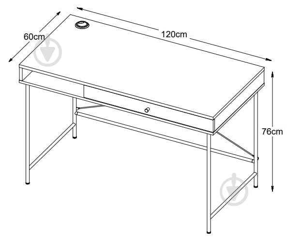 Стол письменный Unique Furniture PENSACOLA 760х1200х600 мм черный/черный (PENSACOLA DESK 60x120 CM ) - фото 9