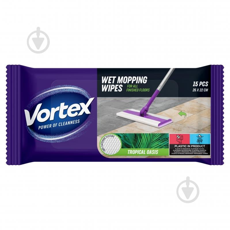 Влажные салфетки для пола Vortex Tropical Spa 26х25 см 15 шт./уп. белые - фото 1