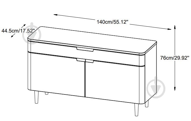 Буфет Unique Furniture AMALFI 2д1ш 760х1400х440 мм білий (36352231) - фото 5