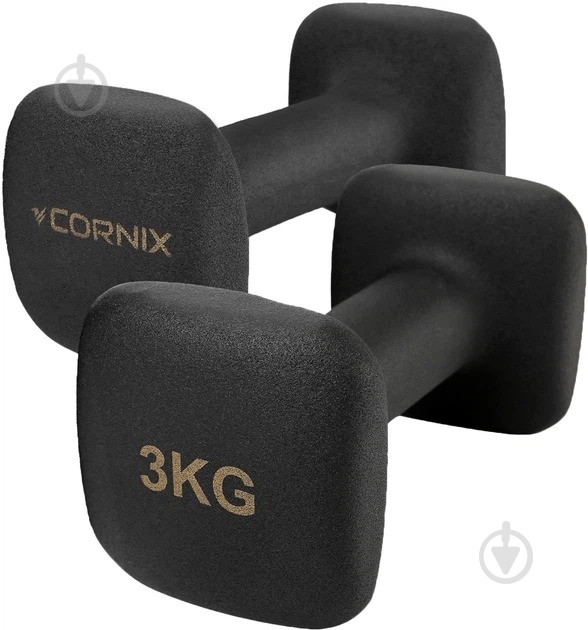 Гантели Cornix Square 2 x 3 кг XR-0408 черный - фото 1