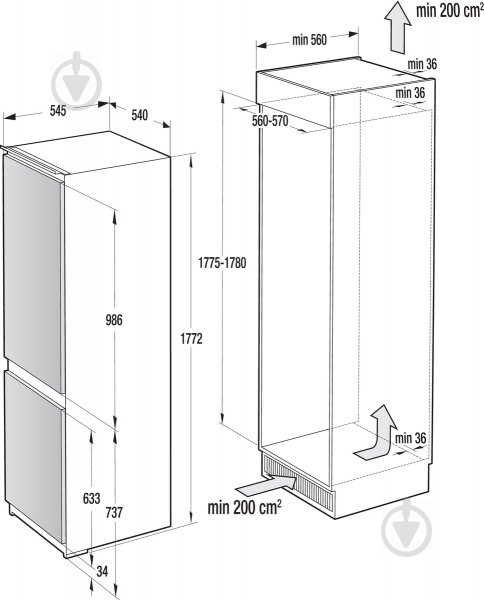 Вбудовуваний холодильник Gorenje RKI4181E3 - фото 7