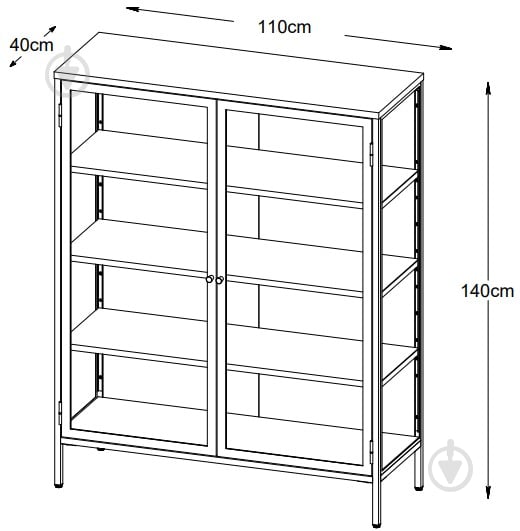 Буфет Unique Furniture CARMEL 2д 1400х1100х400 мм черный / золотой (42280600) - фото 4