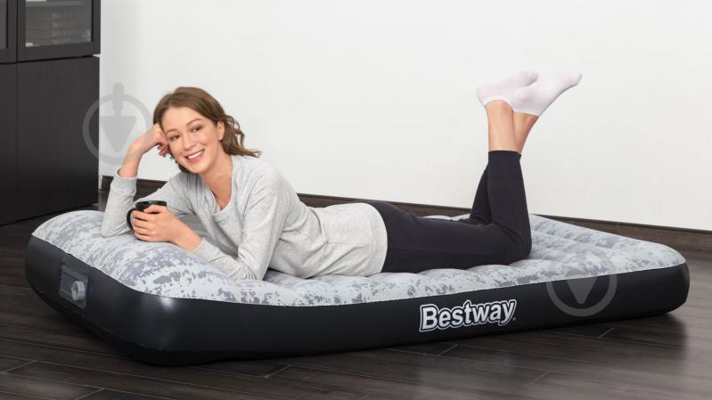 Матрас надувной Bestway Tritech Airbed Twin со встроенным двойным электронасосом 188х30 см серый/синий - фото 5