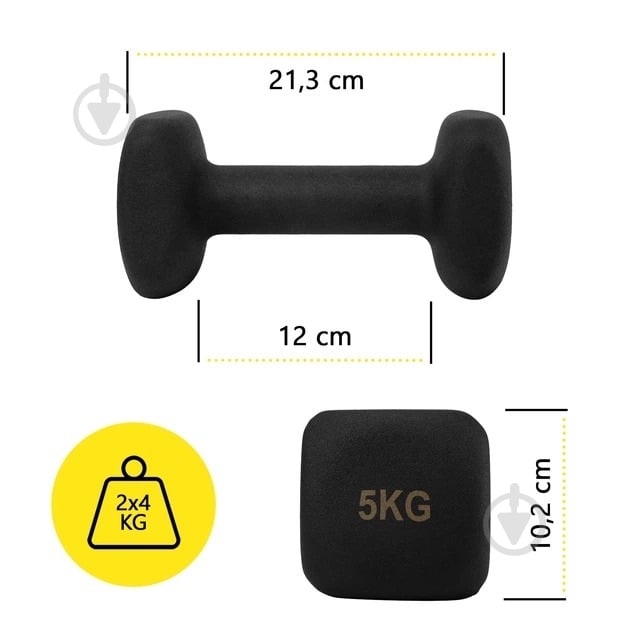 Гантели Cornix Square 2 x 5 кг XR-0410 черный - фото 5