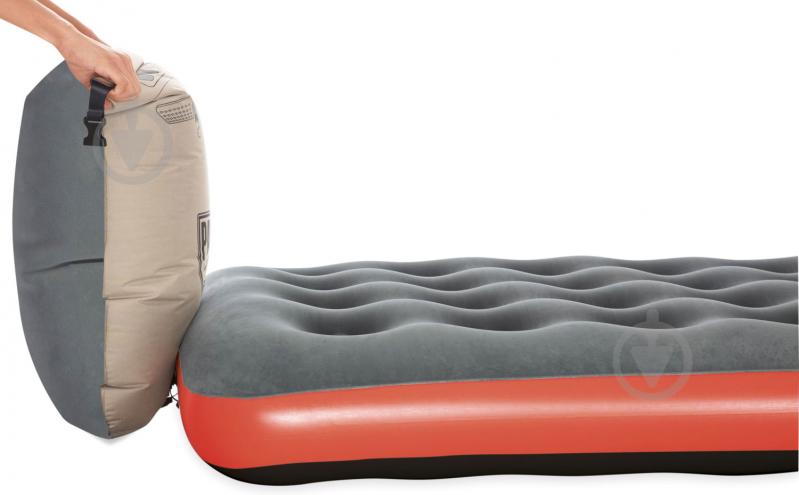 Матрац надувний Bestway з подушкою-насосом 203х152 см сірий/помаранчевий - фото 2