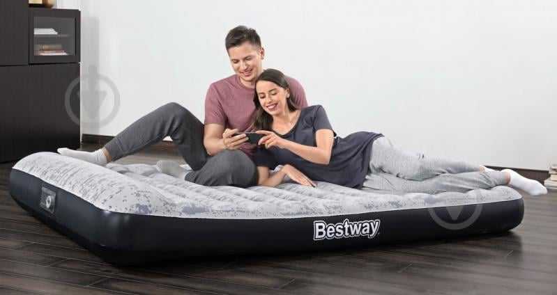 Матрас надувной Bestway Tritech Airbed Twin со встроенным двойным электронасосом 203х152 см серый/синий - фото 9