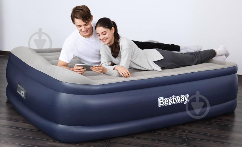 Матрас надувной Bestway Tritech Airbed Twin со встроенным двойным электронасосом 203х56 см серый/синий - фото 7