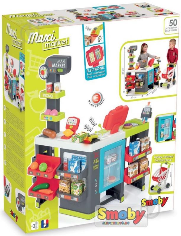 Интерактивный игровой набор Smoby Maxi Market со звуковыми эффектами, тележкой и аксессуарами 350215 - фото 3