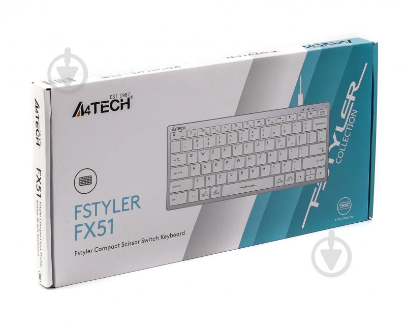 Клавиатура A4Tech (FX51 USB (White)) с ножничный механизмом Fstyler - фото 5 Клавиатура A4Tech (FX51 USB (White)) с ножничный механизмом Fstyler - фото 5