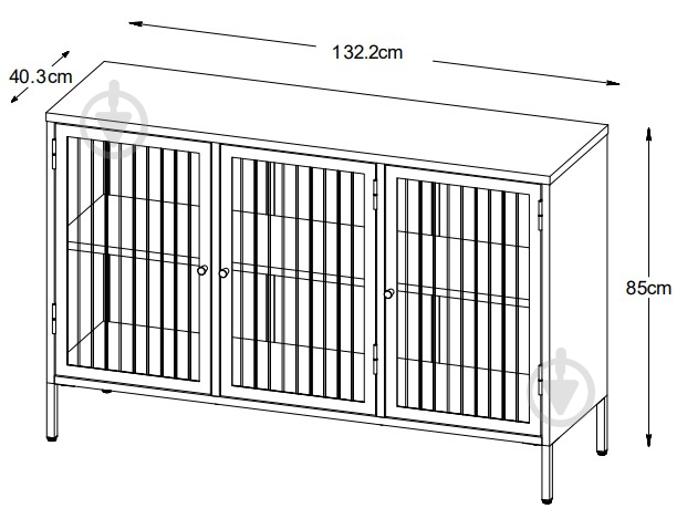 Витрина Unique Furniture BRONCO 2д 850х1320х400 мм синий / золотой (44580400) - фото 8