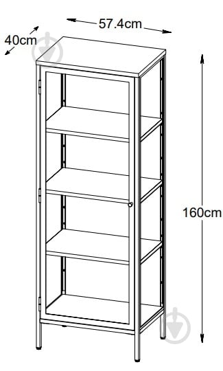 Витрина Unique Furniture CARMEL 1д 1600х580х400 мм черный / золотой (44290600) - фото 4