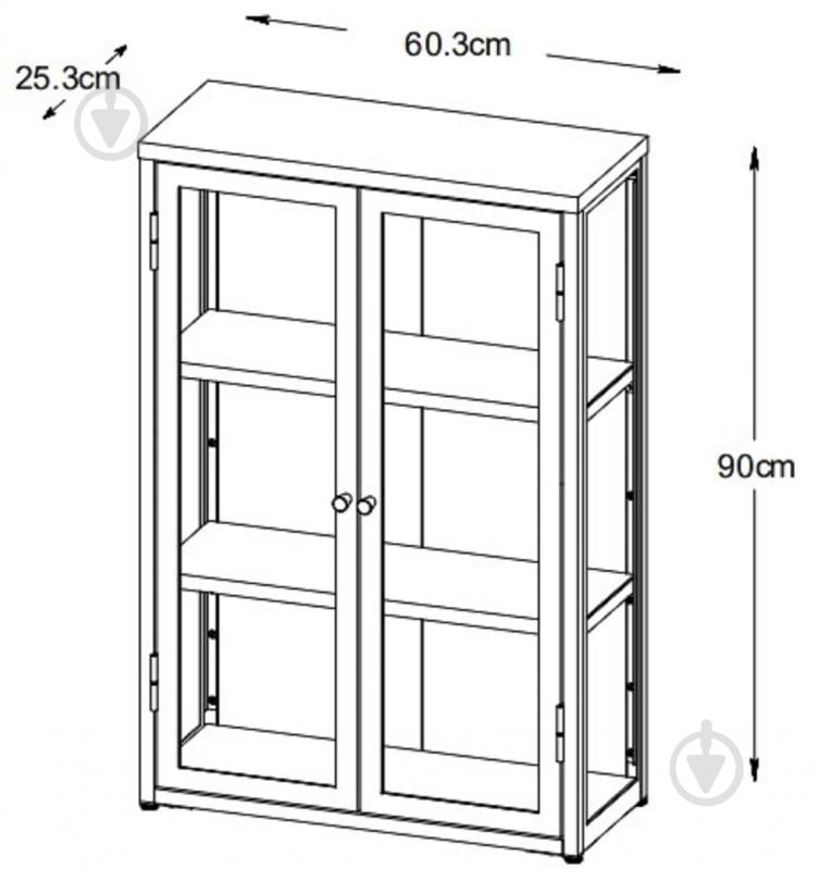 Витрина Unique Furniture CARMEL 2д 900х600х250 мм черный / золотой (46790600) - фото 5