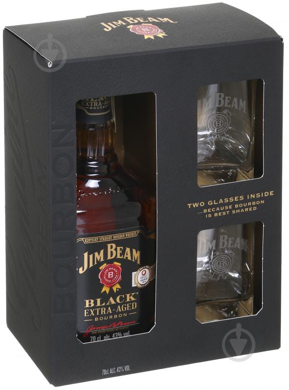 Виски Jim Beam Black Extra Aged 43% + 2 стакана 0,7 л - фото 2