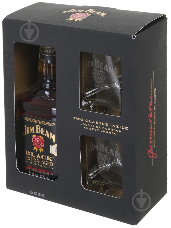 Віскі Jim Beam Black Extra Aged 43% + 2 склянки 0,7 л - фото 3