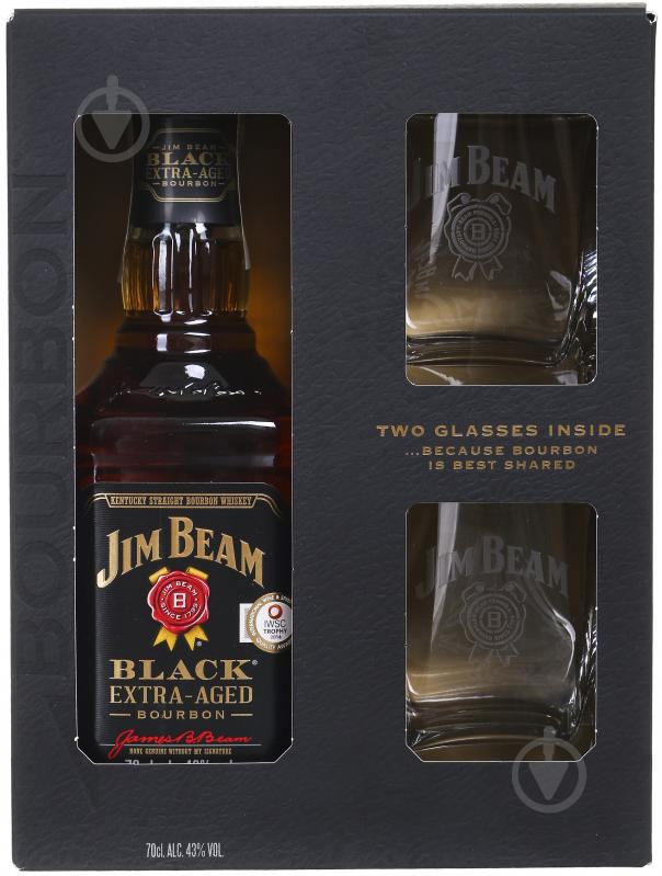 Віскі Jim Beam Black Extra Aged 43% + 2 склянки 0,7 л - фото 1