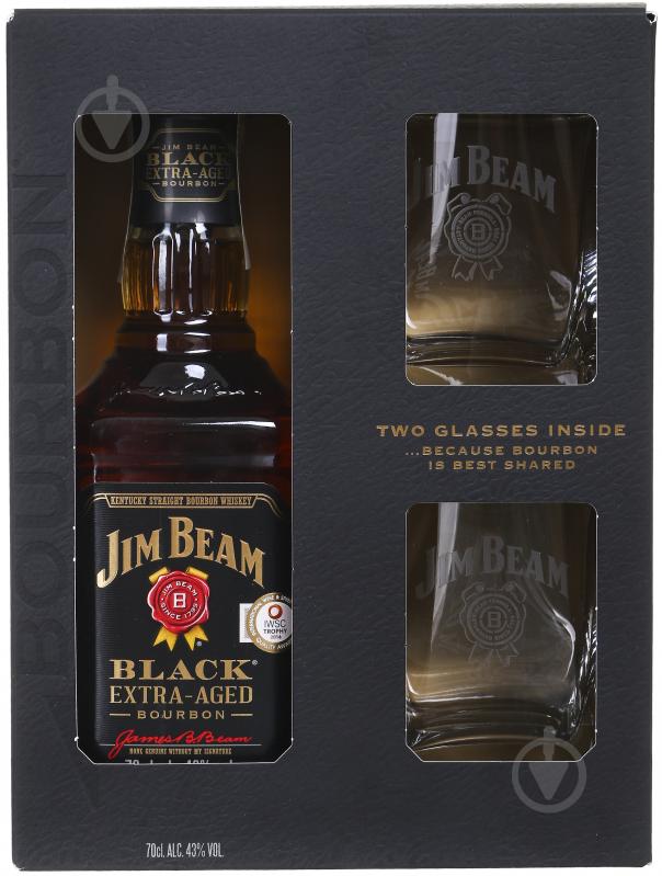 Виски Jim Beam Black Extra Aged 43% + 2 стакана 0,7 л - фото 1