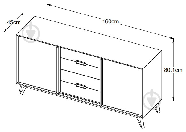 Комод Unique Furniture RHO 1600x800x450 мм /дуб натуральный (24730200 ) - фото 2