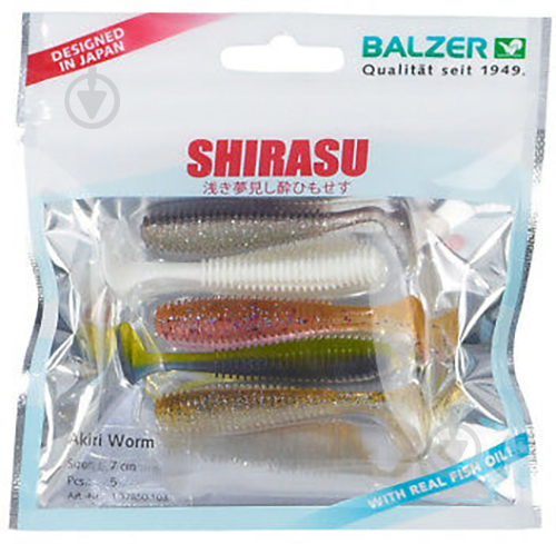 Віброхвіст Balzer 70 мм 5 шт. Shirasu Akiri Worm Color Mix 3 - фото 2