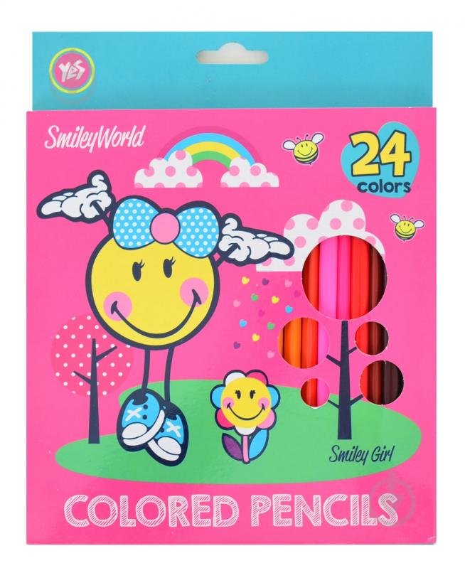 Олівці кольорові Smiley World (pink) 24 шт. 290466 YES - фото 1 Олівці кольорові Smiley World (pink) 24 шт. 290466 YES - фото 1