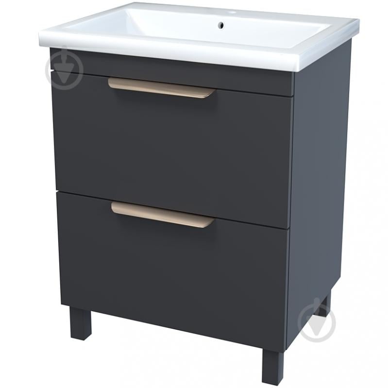 Тумба на ножках Сансервіс "Каталония-50" с умывальником"Сомо 50" серый мат - фото 1