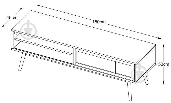 Тумба під ТВ Unique Furniture BARRALI 1д 1500x500x450 мм дуб копчений (46732930) - фото 3