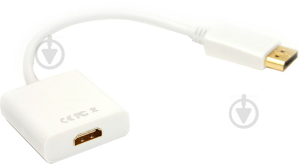 Кабель PowerPlant HDMI – DisplayPort 0,15 м белый (KD00AS1277) - фото 1