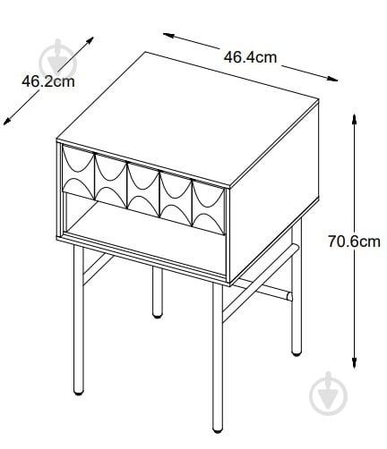 Тумба приліжкова Unique Furniture LATINA 1д 460x700x450 мм дуб еспресо/чорний (43423181) - фото 4