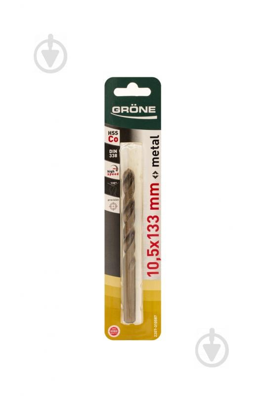 Свердло по металу Grone 10,5x133 мм HSS-Co 2207-310587 - фото 1