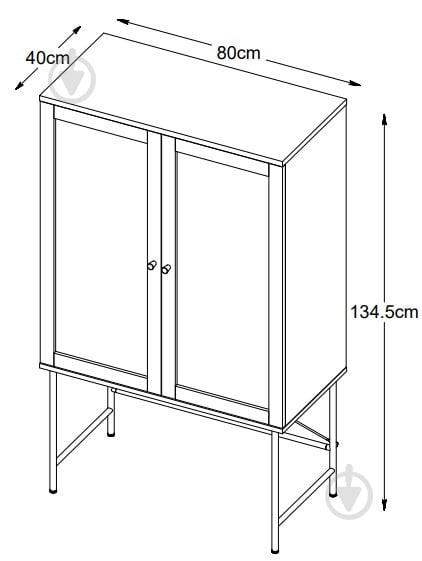 Стеллаж Unique Furniture PENSACOLA 2д 1350х800х400 мм черный (34531013) - фото 8