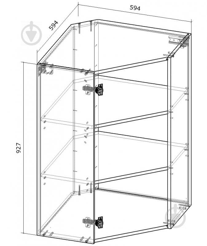 Шкаф верхний угловой 600x927x600 мм белый - фото 2