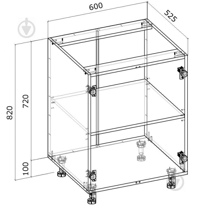 Тумба нижняя распашная 600x820x522 мм белый - фото 2