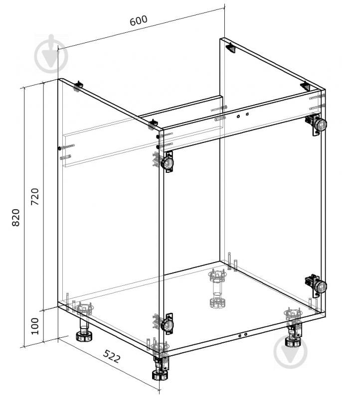 Тумба нижня під мийку 600x820x522 мм білий - фото 2