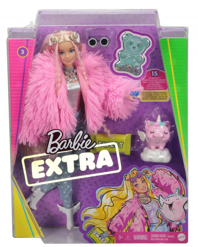 Лялька Barbie Екстра у рожевій пухнастій шубці GRN28 - фото 4