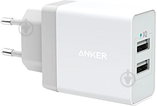 Сетевое зарядное устройство Anker PowerPort2 24W + microUSB V3 White (B2021L21) - фото 1