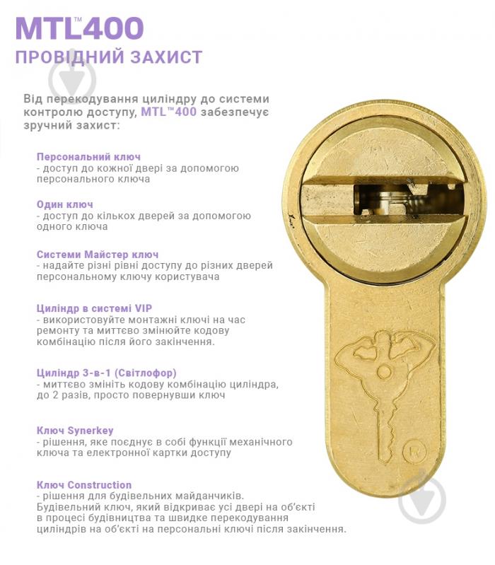 Циліндр Mul-T-Lock MTL400/ClassicPro 40x60 ключ-ключ 100 мм латунь - фото 3