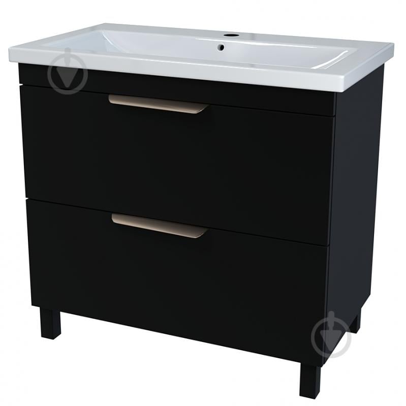 Тумба на ножках Сансервіс "Каталония-80" с умывальником"Сомо 80" черный мат - фото 1