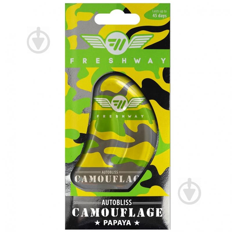 Ароматизатор подвесной FRESHWAY Camouflage AutoBliss Papaya (Папайя) 8 мл - фото 1