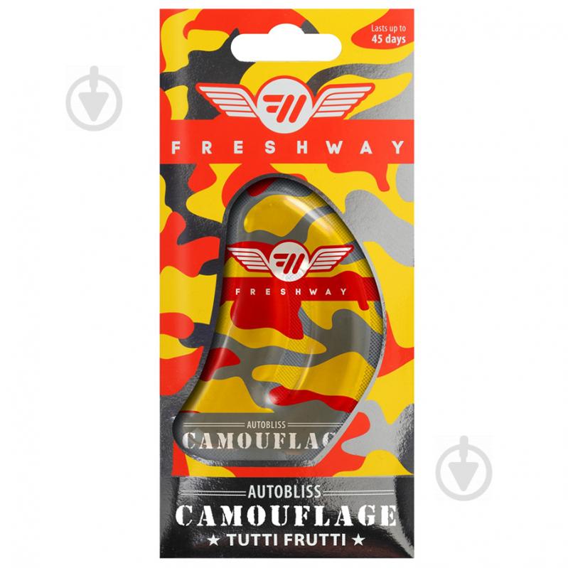 Ароматизатор підвісний FRESHWAY Camouflage AutoBliss Tutti Frutti (Тутті Фрутті) 8 мл - фото 1