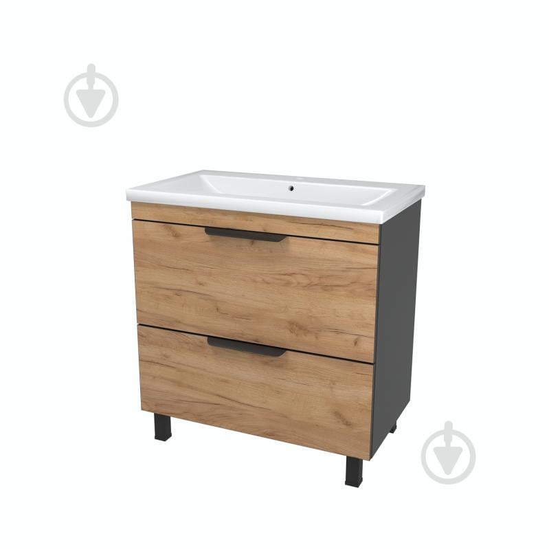 Тумба на ножках Сансервіс "Каталония-80" с умывальником СОМО 80 дерево - фото 1