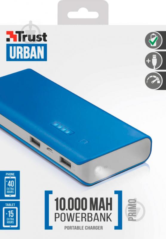 Повербанк Trust Primo 10000 mAh blue (22072) - фото 6