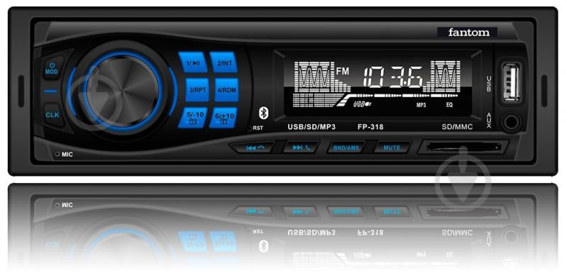 Автомагнитола FANTOM FP-318 Black/Blue - фото 1