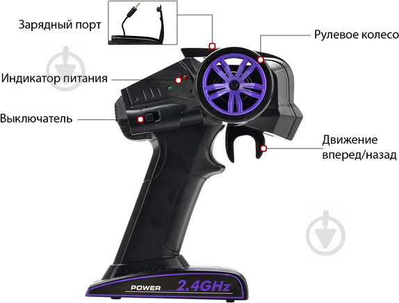 Автомобіль на р/к Crazon Баґі швидкісний фіолетовий 1:32 CZ-173201v - фото 4