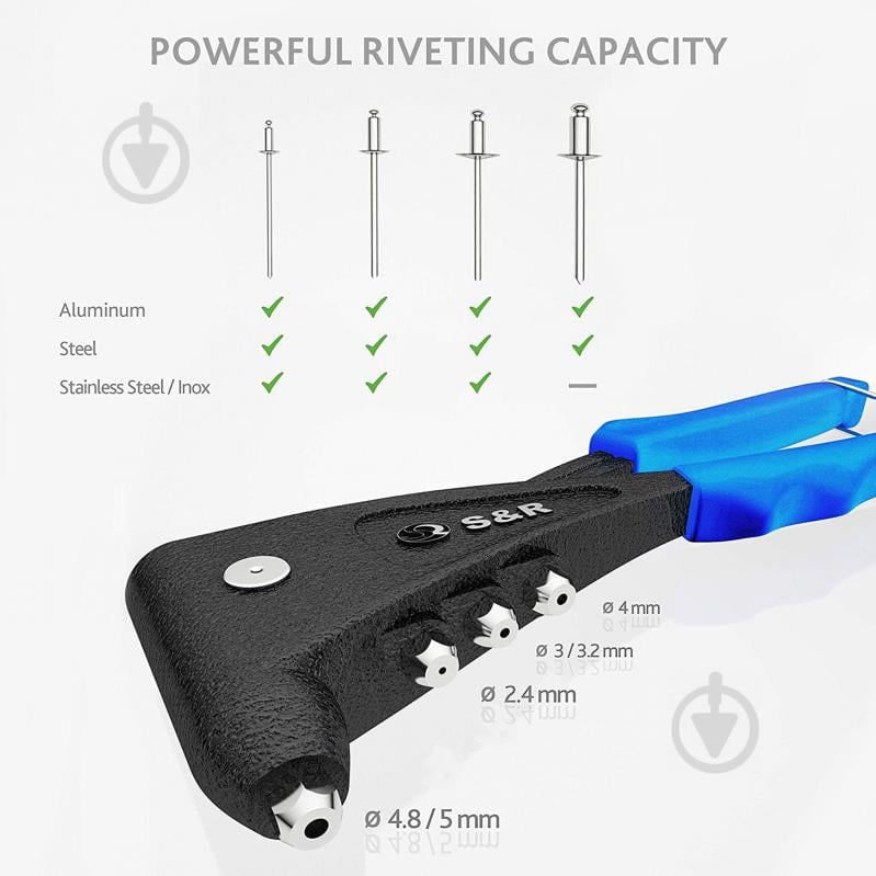 Ключ заклепочный S&R Profi 250 мм для заклепок 2.4-5.0 мм 284302902 - фото 5