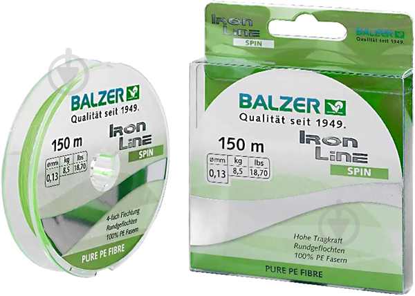 Шнур Balzer Iron Line 4x Chartreuse 150м 0,22мм 14,2кг салатовый (12632022) - фото 1